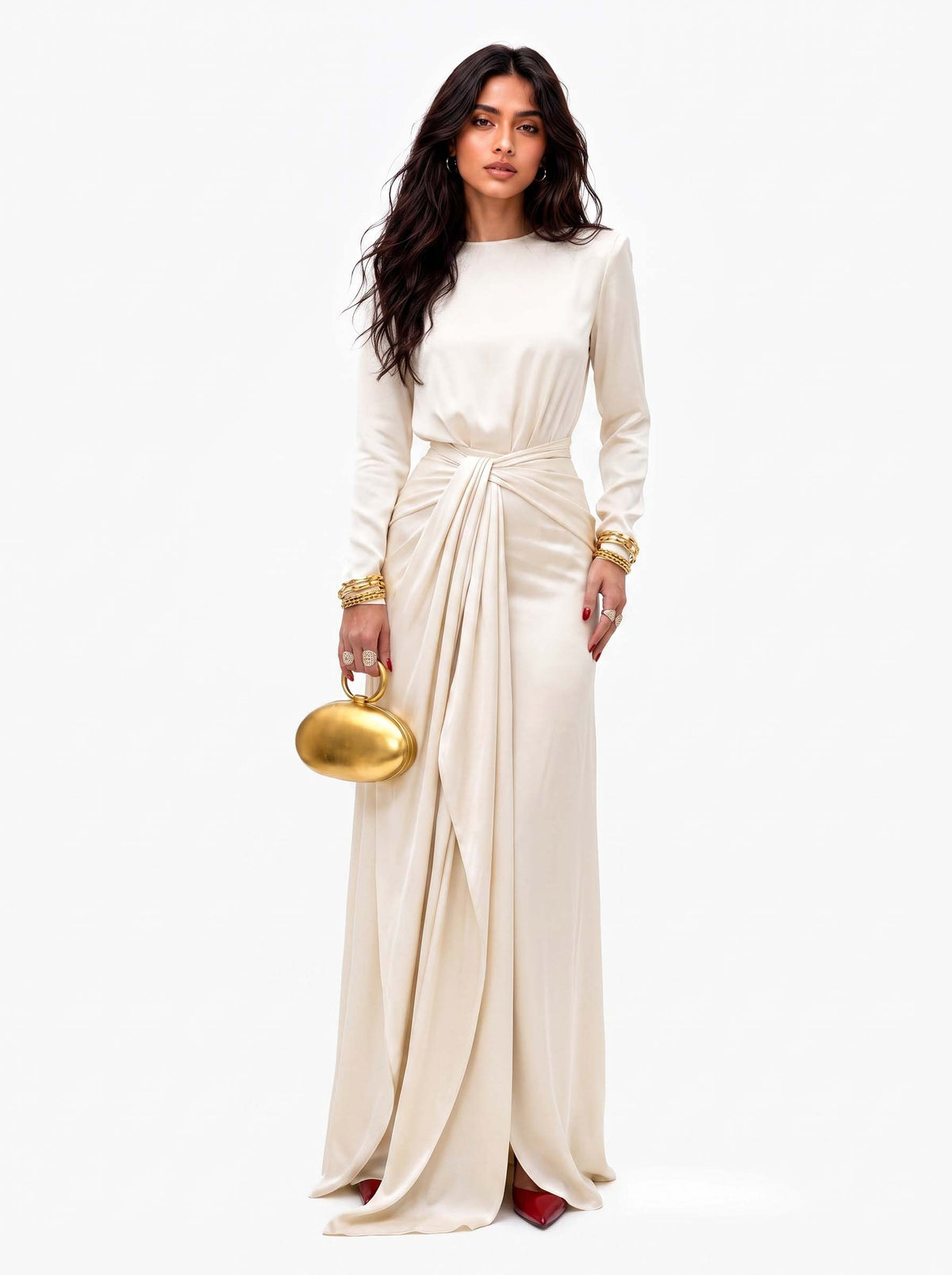 Sofia | Elegante Vestido Maxi de Satén Drapeado