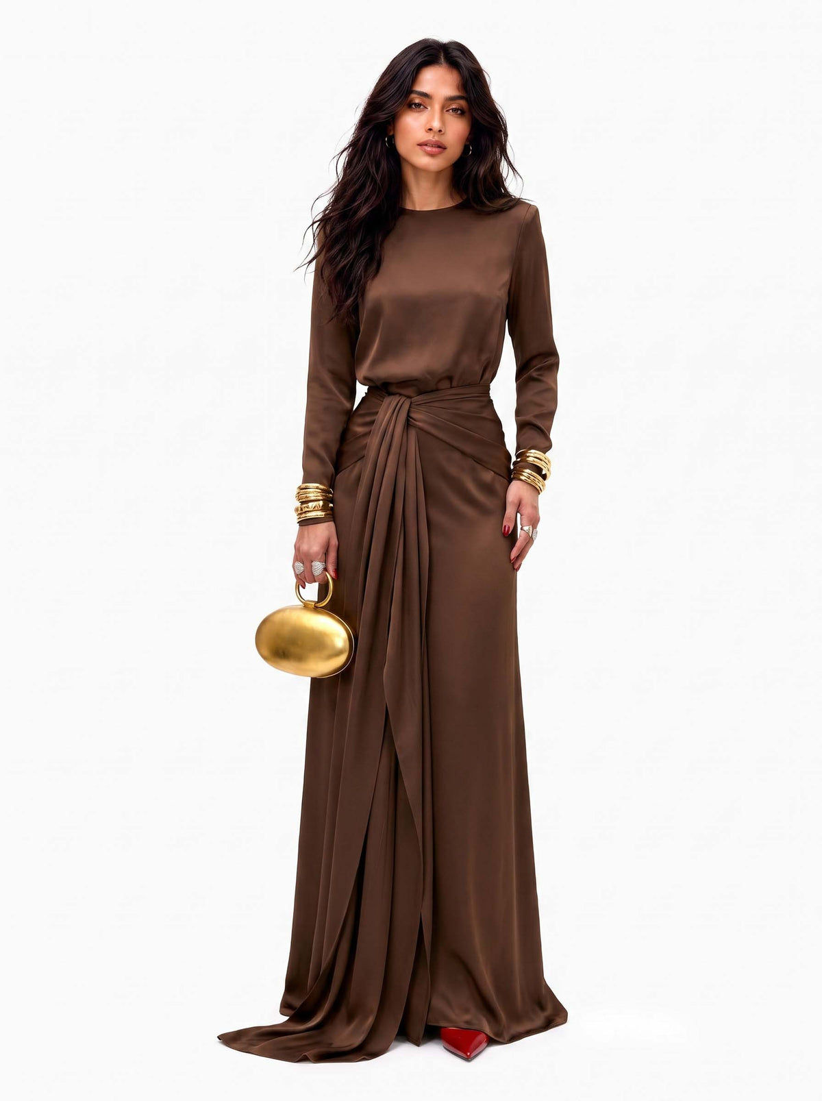 Sofia | Elegante Vestido Maxi de Satén Drapeado