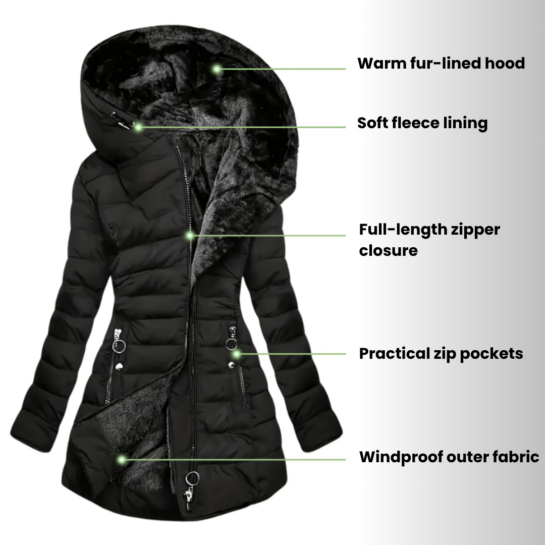 Alejandra | Abrigo acolchado impermeable con capucha
