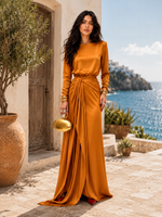 Sofia | Elegante Vestido Maxi de Satén Drapeado
