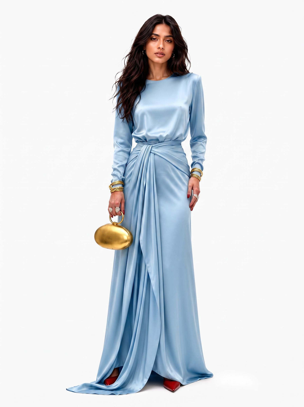 Sofia | Elegante Vestido Maxi de Satén Drapeado