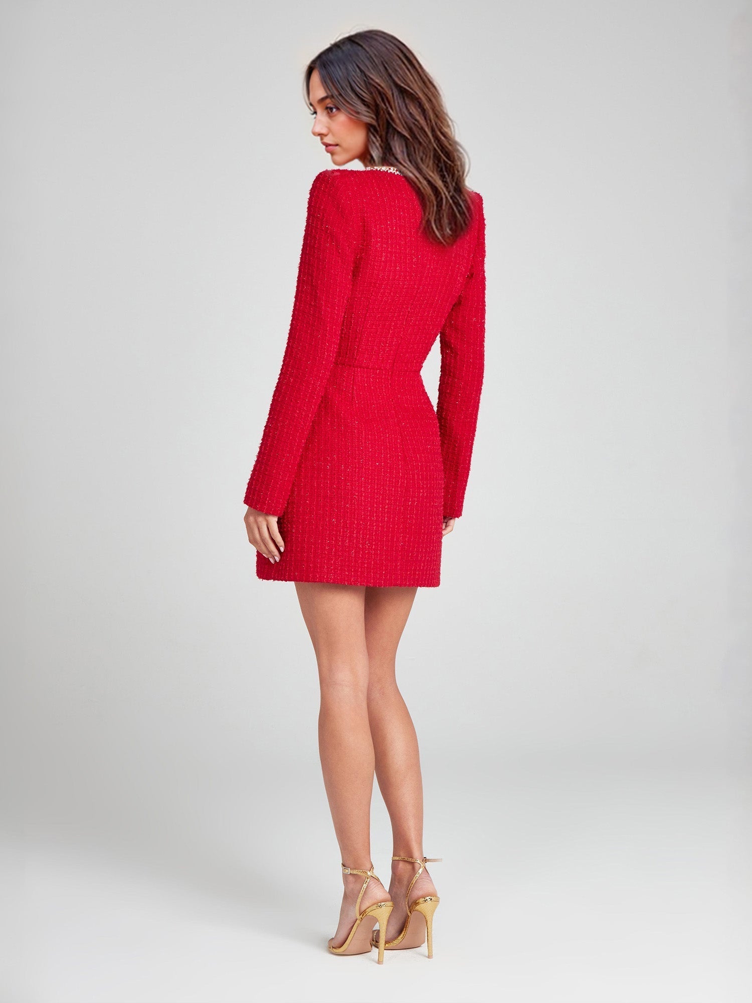 Charlotte | Vestido de tweed con escote cuadrado y perlas