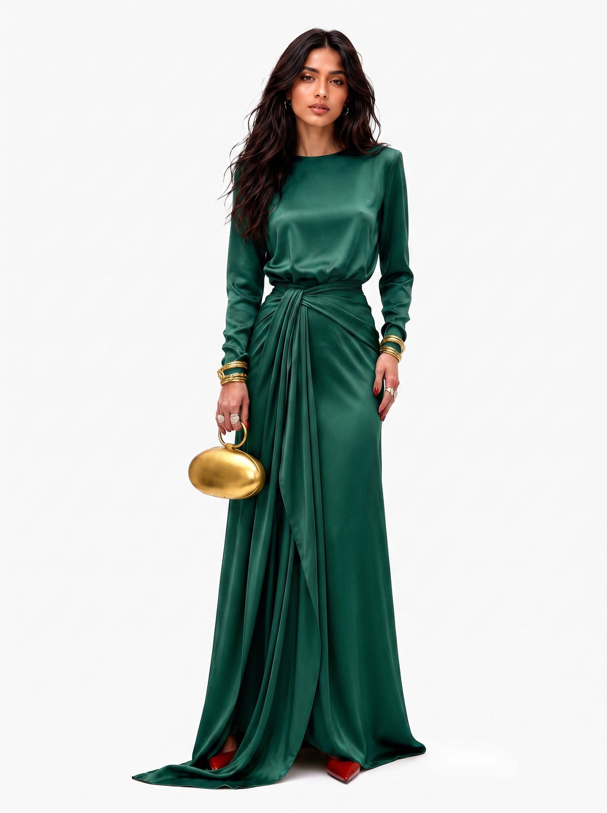 Sofia | Elegante Vestido Maxi de Satén Drapeado