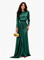 Sofia | Elegante Vestido Maxi de Satén Drapeado