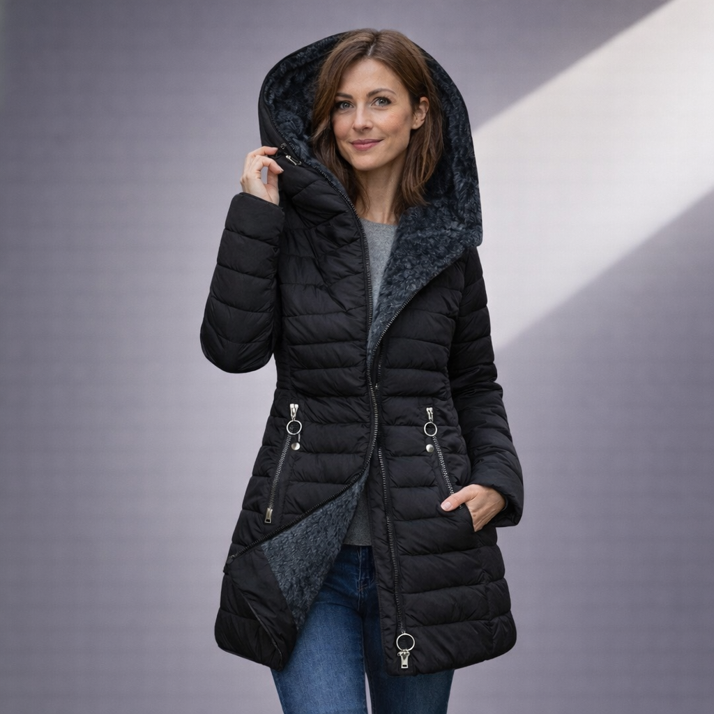 Alejandra | Abrigo acolchado impermeable con capucha