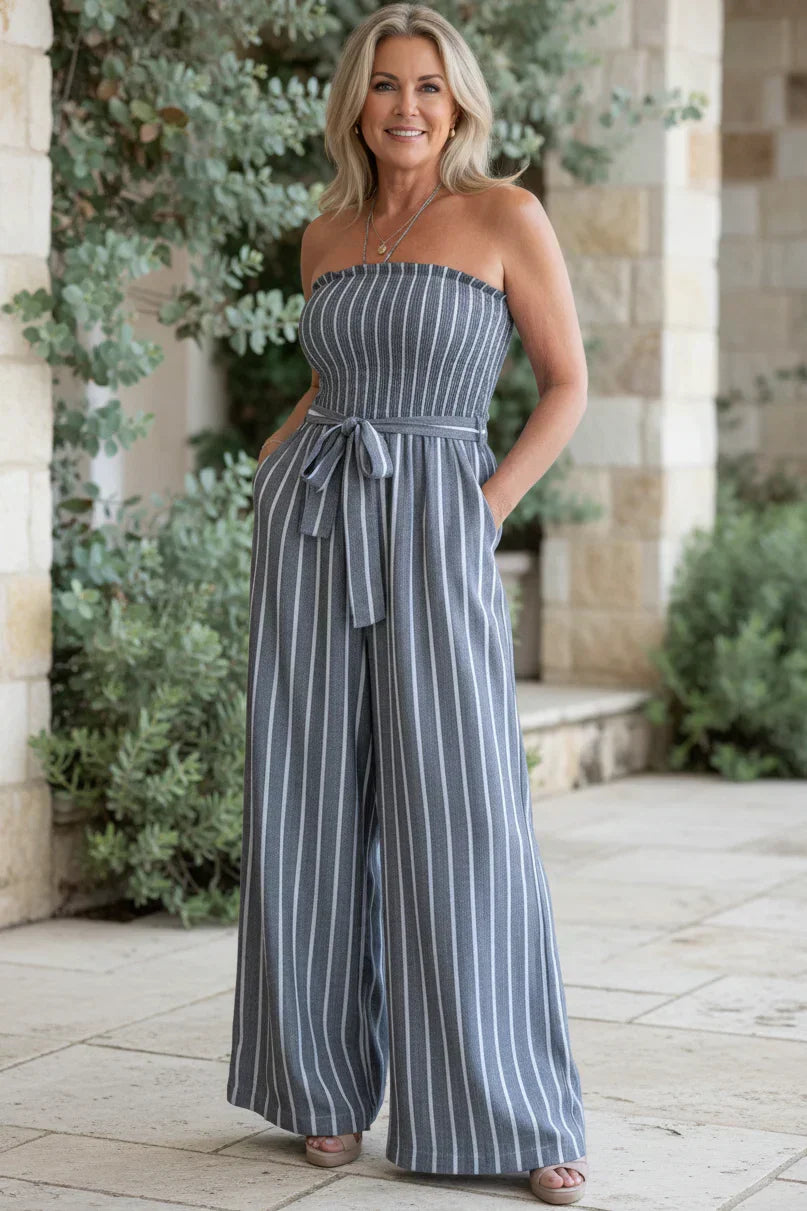 Itzel | Mono strapless pierna ancha