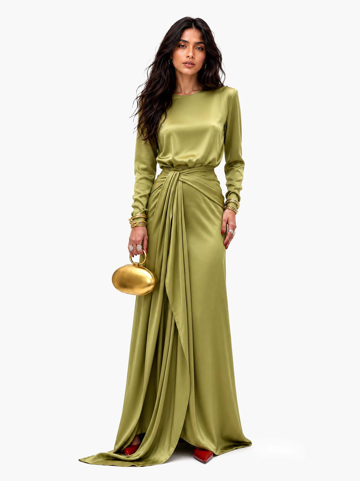 Sofia | Elegante Vestido Maxi de Satén Drapeado